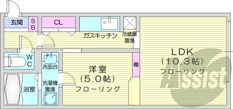 1LDK、エアコン、オートロック、シャワートイレ
