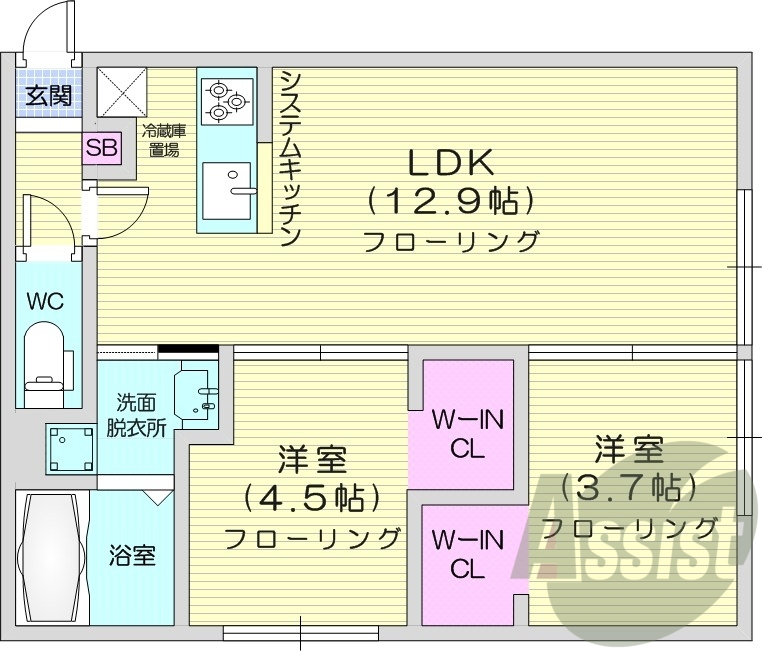 2LDK、ガスリミット、宅配ボックス、温水便座