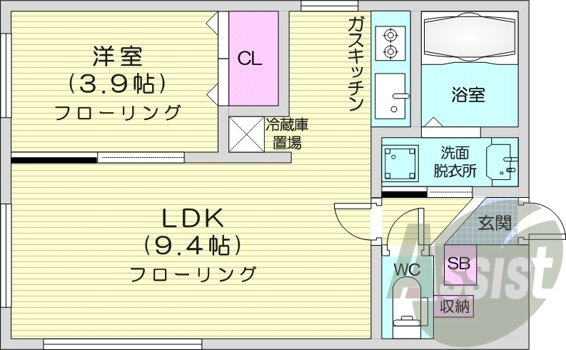 1LDK、ガスリミット、宅配ボックス、温水便座