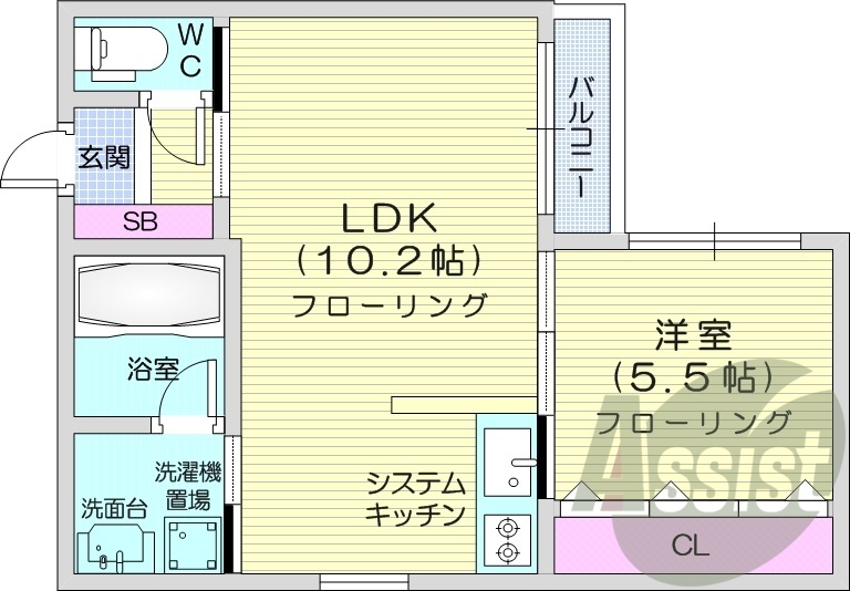 1LDK、エアコン、ペット相談、モニタ付インターホン