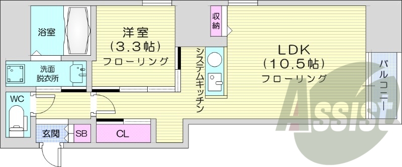 1LDK、エアコン、追い焚き、ウォシュレット