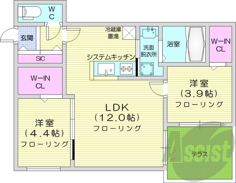 2ＬＤＫ、エアコン、ネット無料、ペット可