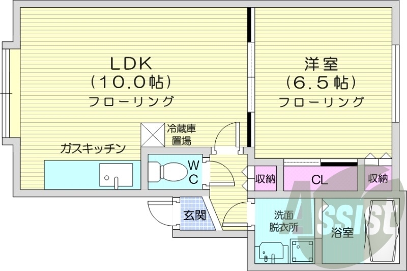 1LDK、独立洗面台、灯油暖房、バストイレ別
