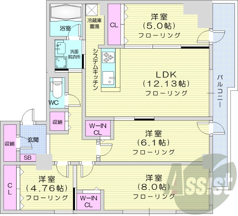 4LDK、都市ガス、追い焚き、エアコン、オートロック