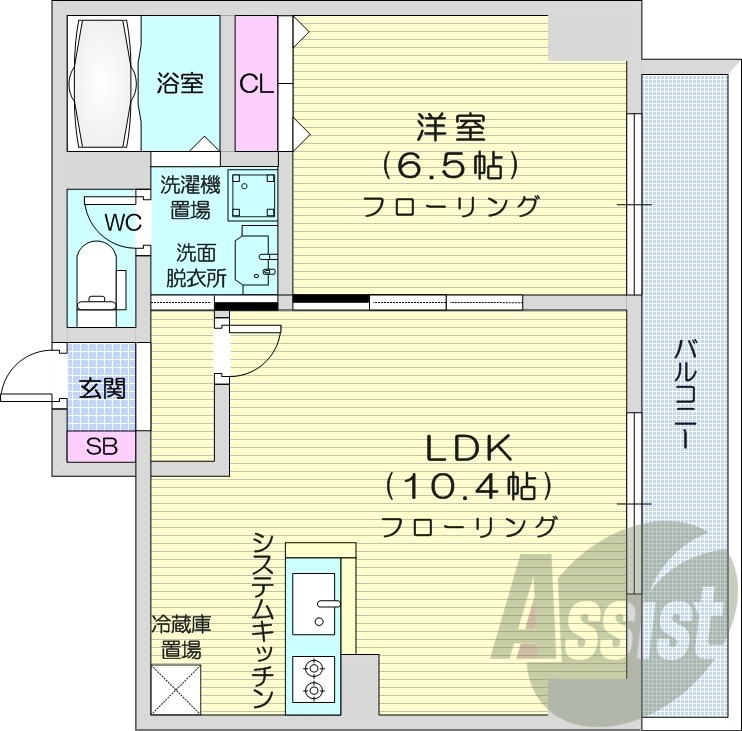 1LDK　独立洗面台、クローゼット、ウォシュレット