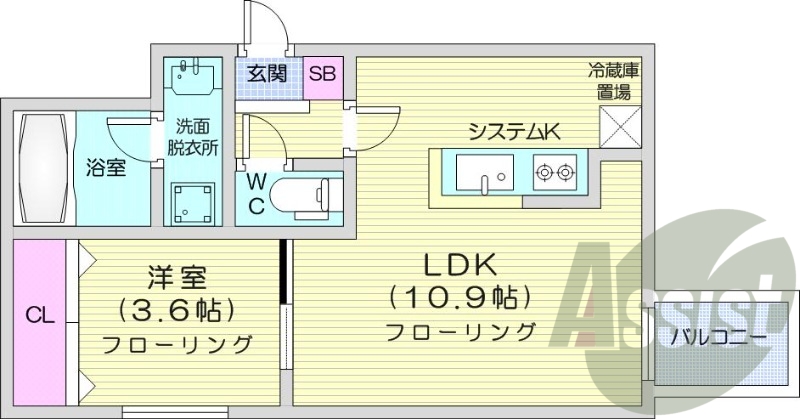 1LDK、エアコン、都市ガス、ネット無料