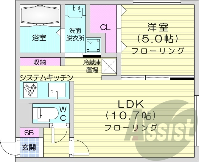1LDK、エアコン、都市ガス、ペット可、ネット無料