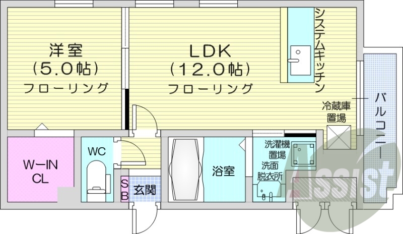 1LDK、システムキッチン、ネット無料、オートロック