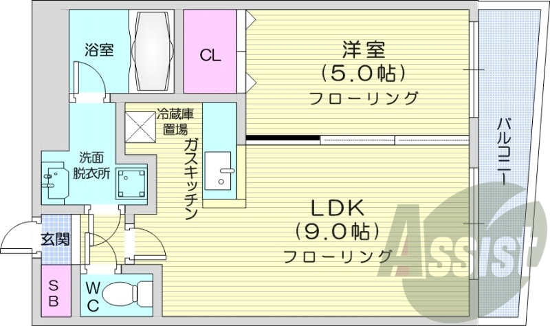 1LDK、ガス安君、エアコン、シャンプードレッサー