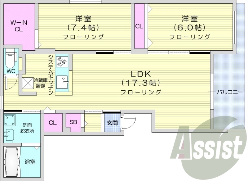 2LDＫ、エアコン、システムキッチン、ペット可
