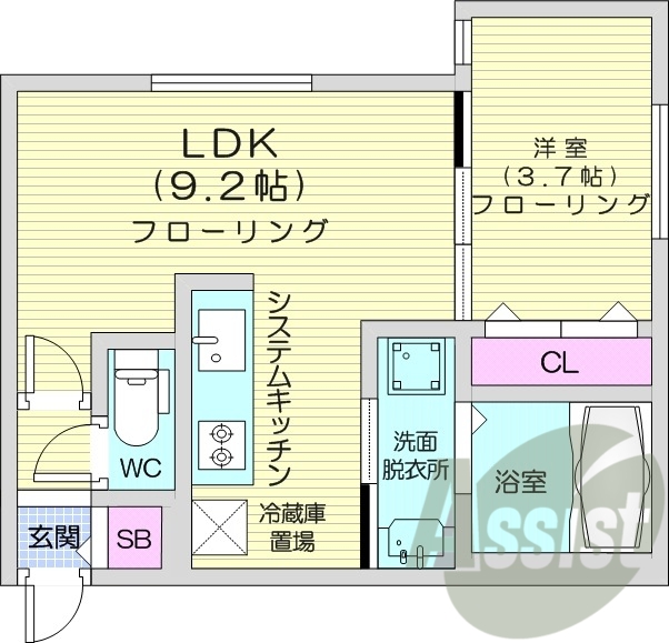 1LDＫ、エアコン、システムキッチン、ペット可