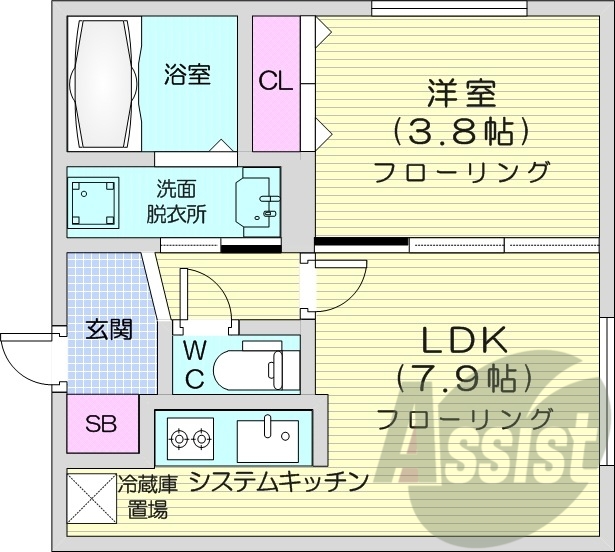 1ＬＤＫ、エアコン、ネット無料、システムキッチン