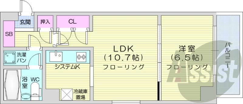 1LDK、都市ガス、分譲、オートロック