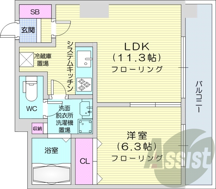 1LDK、灯油暖房、エアコン、宅配BOX、オートロック
