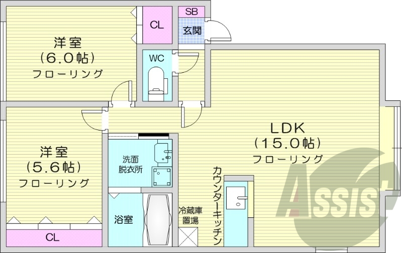 2LDK、灯油ボイラー、トランクルーム、一坪バス