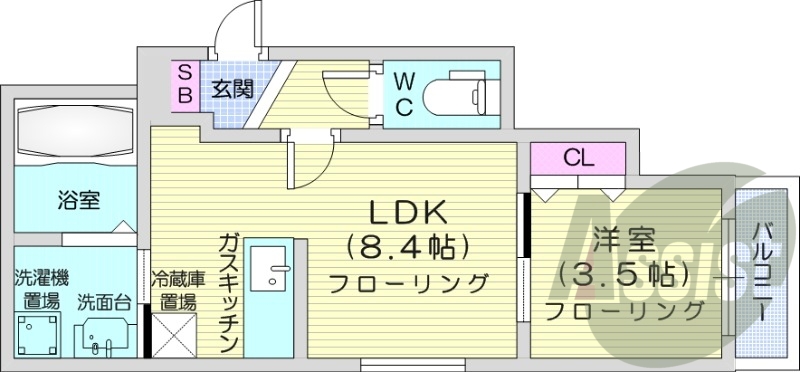 １LDK、インターネット無料、カメラ付インターホン