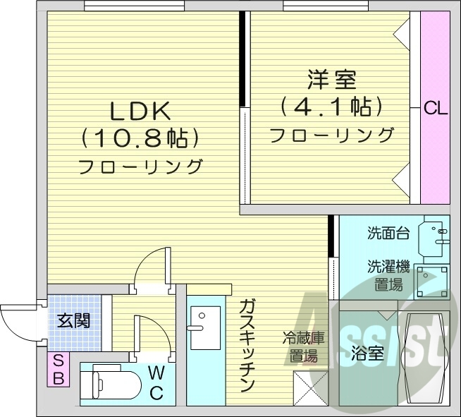 1LDK、灯油暖房、角部屋、ネット無料、収納