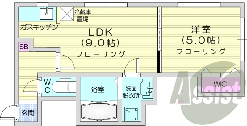 1LDK、エアコン、灯油暖房、独立洗面台