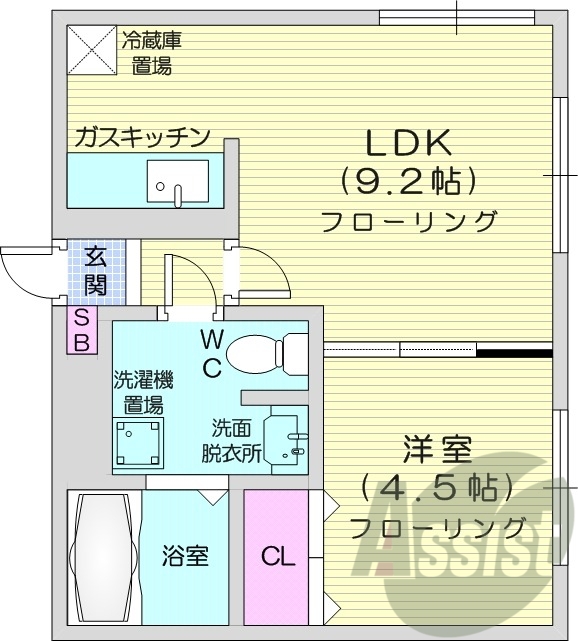1LDK、エアコン、灯油暖房、トランクルーム
