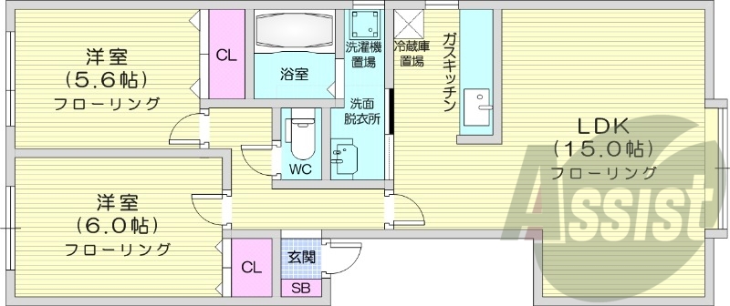 2LDK、灯油ボイラー、トランクルーム、一坪バス
