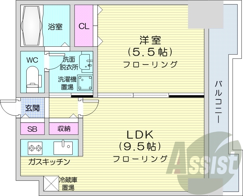 1LDK、エアコン、独立洗面台、ネット無料