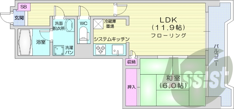 1LDK、押入、クローゼット、独立洗面台、バストイレ別