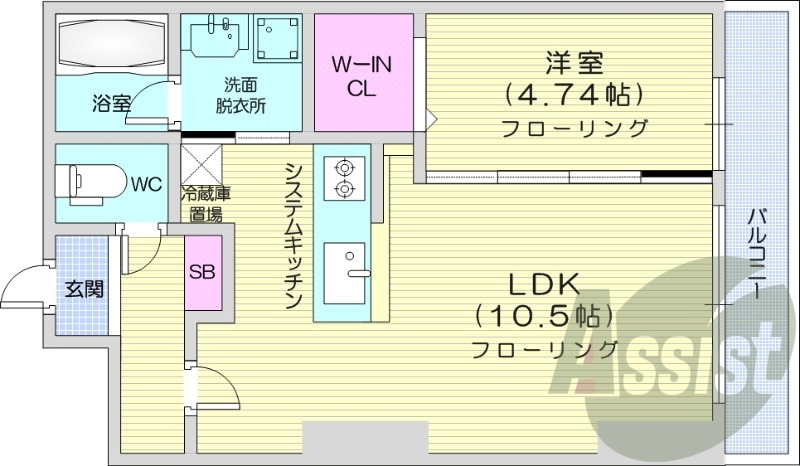 1LDK、ウォークインクローゼット、ネット無料