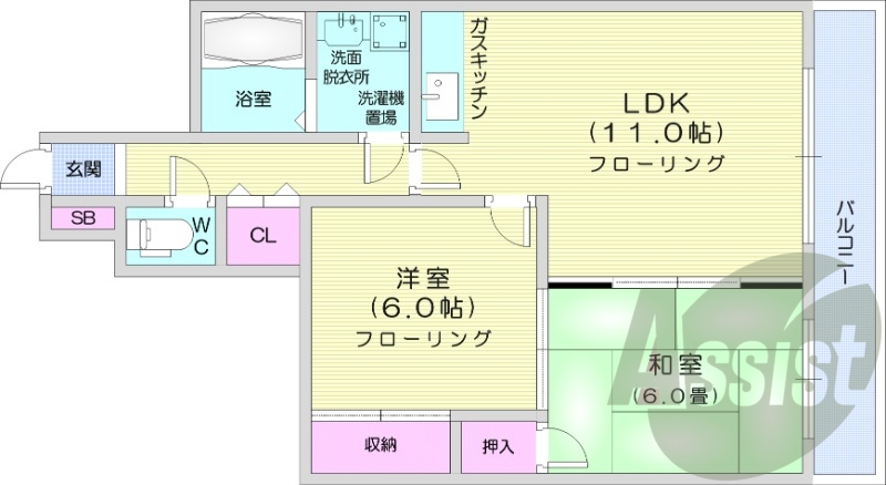 2LDK、オートロック、ペット可、風呂トイレ別