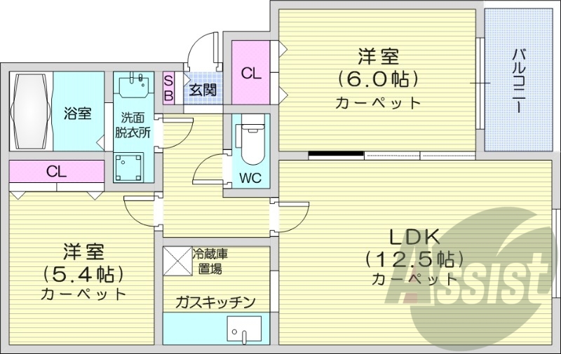 2LDK、灯油暖房、ネット使用料不要、風呂・トイレ別