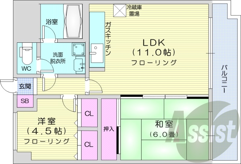 2LDK、分譲、灯油給湯、灯油暖房、シャワートイレ