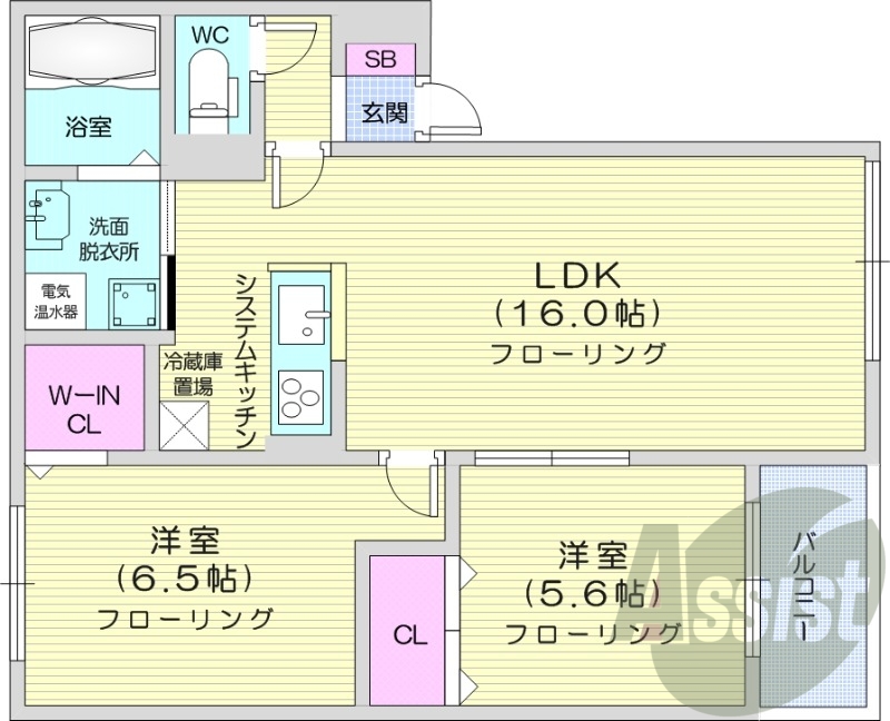 3LDK、システムキッチン、バルコニー、オール電化