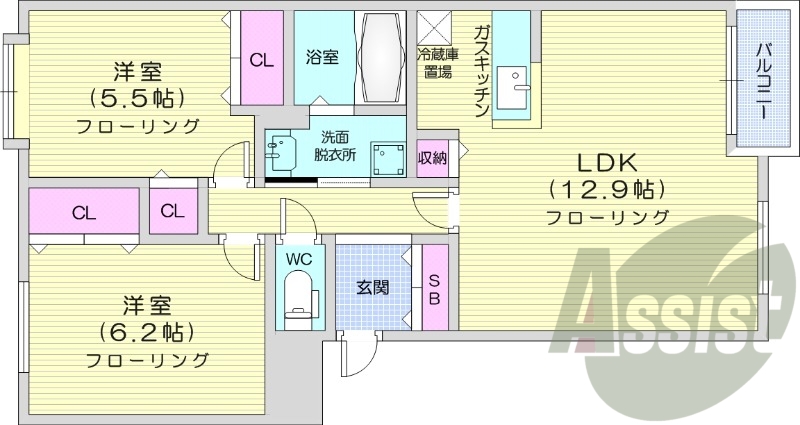 2LDK、独立洗面台、シャワートイレ、灯油暖房