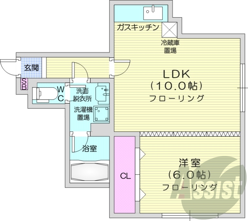 1LDK、独立洗面台、シャワートイレ、灯油暖房