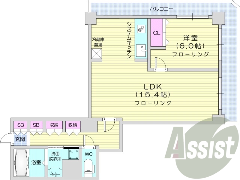 1LDK、オートロック、オール電化、バストイレ別