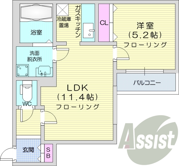 1LDK、オートロック、エアコン、浴室乾燥機