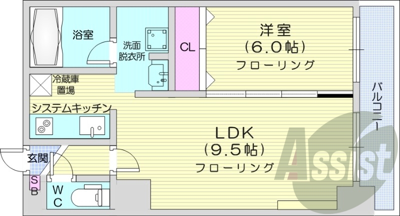 1LDK、エアコン、電気暖房、オートロック、宅配BOX