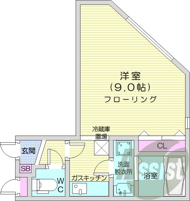 1K、浴室乾燥機、灯油暖房、オートロック