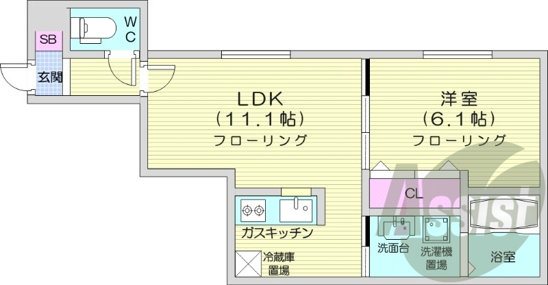 1LDK、ネット使用料不要、トランクルーム