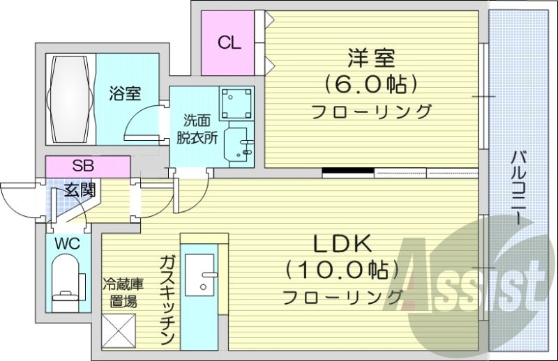 1LDK、収納、バストイレ別、洗面脱衣所、ネット無料