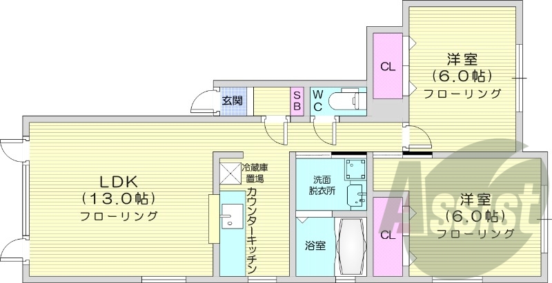 2LDK、灯油ボイラー、エアコン、ネット無料