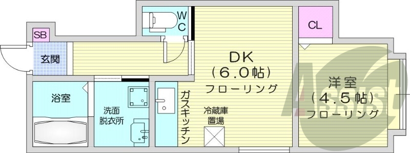 1DK、エアコン、宅配ボックス、オートロック