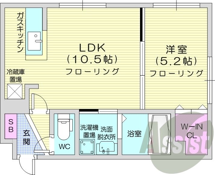 1LDK、都市ガス、エアコン、ガス暖房、ネット無料