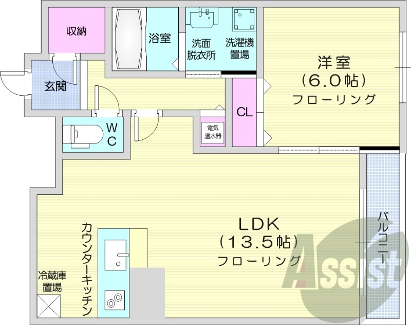 1LDK、オートロック、宅配ボックス、浴室乾燥機