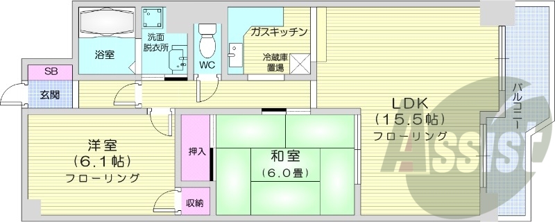 2LDK、エアコン、灯油暖房、独立洗面台、バルコニー