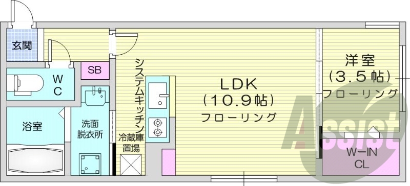 1ＬＤＫ、エアコン、都市ガス、ペット飼育可