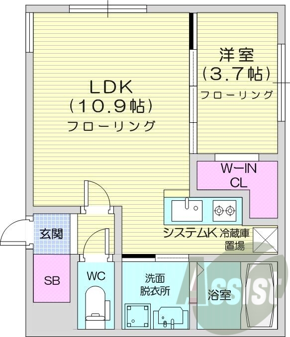 1ＬＤＫ、エアコン、都市ガス、ペット飼育可
