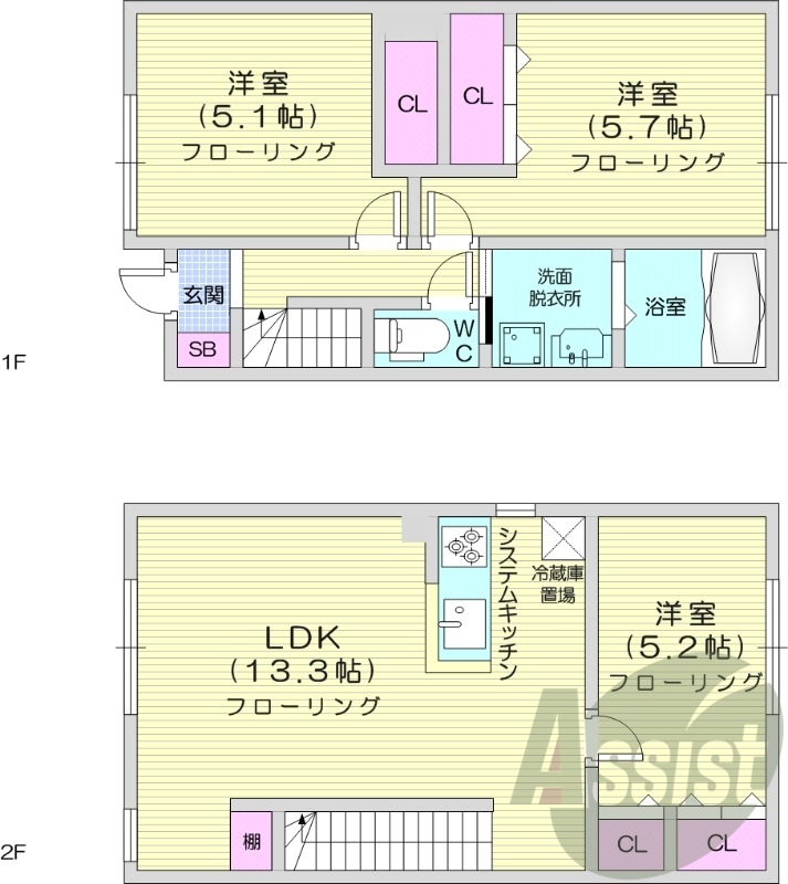 3LDK、トランクルーム、メゾネットタイプ