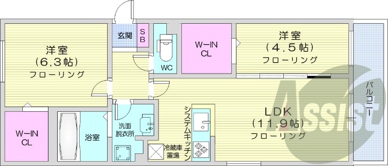 2ＬＤＫ、エアコン、ペット可、システムキッチン