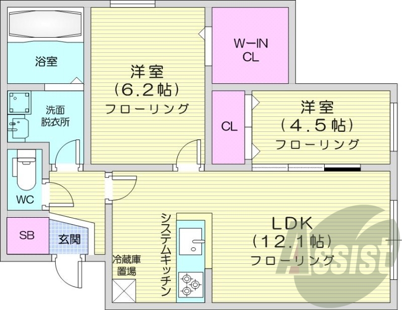 2ＬＤＫ、エアコン、ペット可、システムキッチン