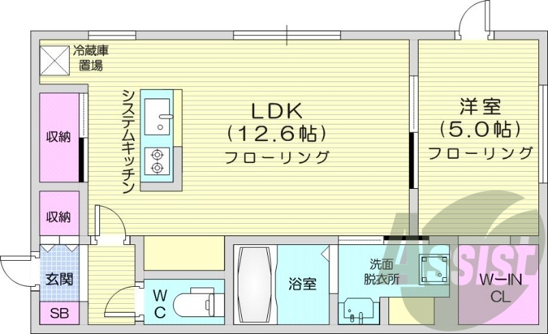 1LDK、エアコン、ペット可、システムキッチン